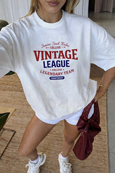 BYMEER Λευκό Vintage εμπριμέ μπλουζάκι Oversize