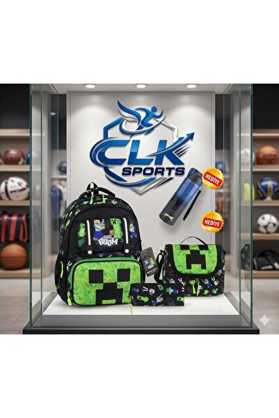 Sports MİNECRAFT Okul Sırt Çantası , Beslenme Çantası Kalemlik Seti - Lisansl...
