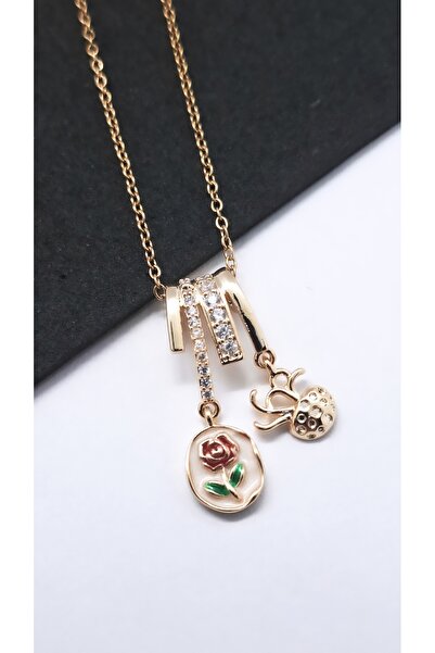 Serenity Mineli Flower Figured Hanging Steel Necklace