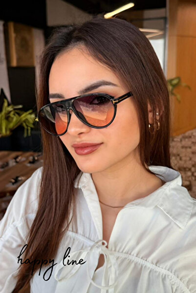 happy line Gradient Glass Pilot Style Sunglasses