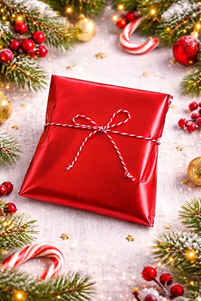 Emtory Home 15x25 cm Kırmızı Janjanlı 10 Adet Hediye Paketi - Yapışkanlı
