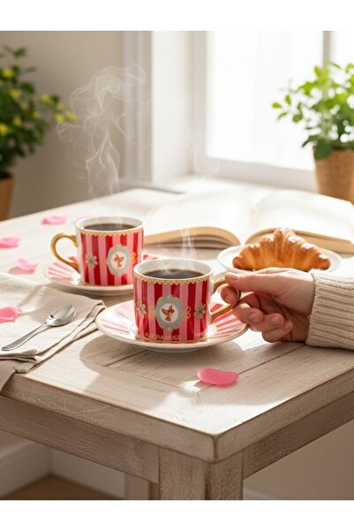 Onedekor 2 Kişilik Pink Bird Double Kahve Fincanı