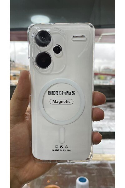 izel aksesuar Xiaomi Redmi Note 13 Pro Plus Sert Pc Sararmaz Magsafe Şeffaf K...