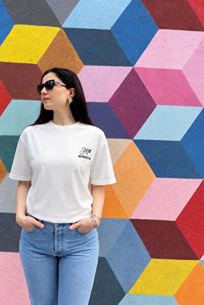 Morsvita Bisiklet Yaka Logo Nakışlı Kadın T-shirt