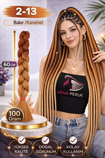 Mina Peruk Afrika Örgülük Sentetik Ombreli Saç 100 Gr. - Bakır / Karamel