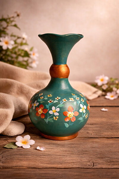 Sarisa Διακοσμητικό Κεραμικό Μίνι Βάζο Ζωγραφισμένο στο Χέρι 17 εκ.-ΜΠΛΕ (1 Τ...