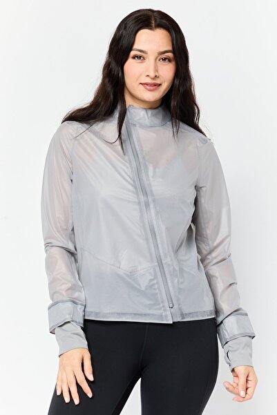 hoka Women Performance Fit Long Sleeve Training Shield Track Jacket, Grey