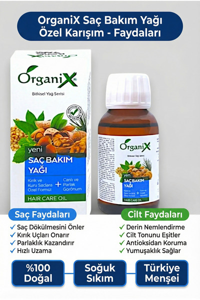 Organix Saç Bakım Yağı- Kırık Onarıcı, Parlatıcı, Elektriklenme Önleyici, Bit...