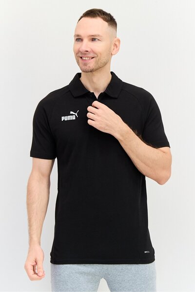 Puma Men Sportswear Fit Brand Logo Outdoor Polo Shirt, Black