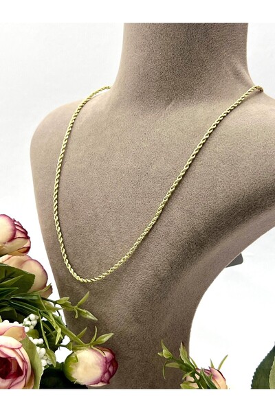 XUPING JEWELRY İnce Burgu Çelik Kolye (14K GOLD-50CM)