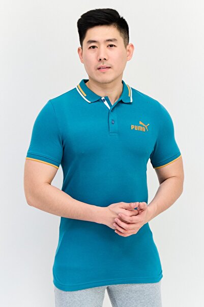 Puma Men Slim Fit Short Sleeves Outdoor Polo Shirt, Teal Green