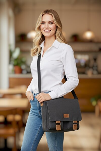 QUB CLUB Unisex Canvas Waterproof Postman Work School Χαρτοφύλακας Laptop Not...