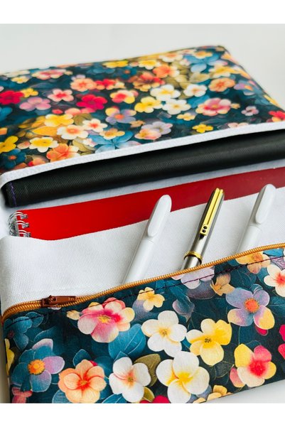 harmony dirndl Zippered Multi-Compartment Book Bag │ Patterned Book Notebook Cover Organizer