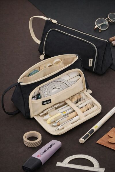 Bambus Τριγωνική υφασμάτινη μολυβοθήκη πολλαπλών διαμερισμάτων μεγάλης χωρητι...