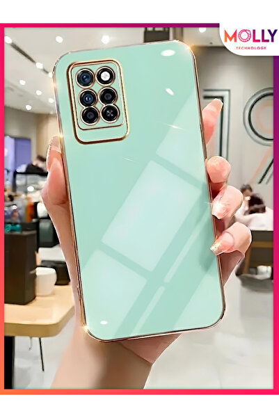 Molly İnfinix Note 10 Pro İçin Su Yeşili Kenarları Gold Detaylı Lüks Silikon ...