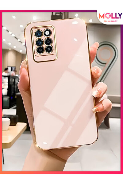 Molly İnfinix Note 10 Pro İçin Rose Kenarları Gold Detaylı Lüks Silikon Kılıf