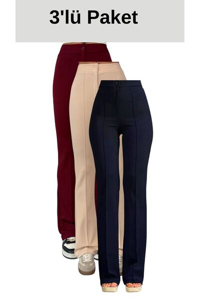 THIFF GYMWEAR Crepe Fabric Lycra Γυναικείο Παντελόνι Palazzo Σετ 3 τεμ