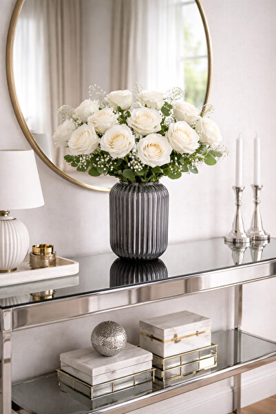 ANGDESİGN Διακοσμητικό Γυάλινο Βάζο Line Smoked 20 εκ. •• Διακόσμηση Σπιτιού ...