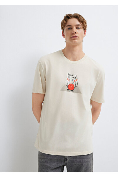 Mavi Billiard Printed Beige T-Shirt Loose Fit / Comfortable Fit 0613634-70134