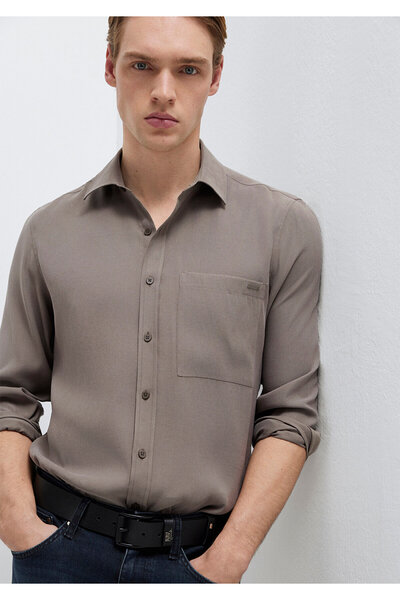 Mavi Weiches Premium-Hemd in Braun, reguläre Passform / normaler Schnitt 0212...