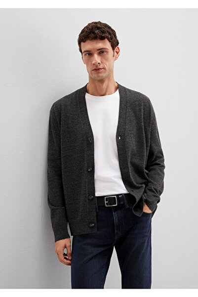 Mavi Anthrazitfarbene Strickjacke aus Wollmischung, reguläre Passform / norma...