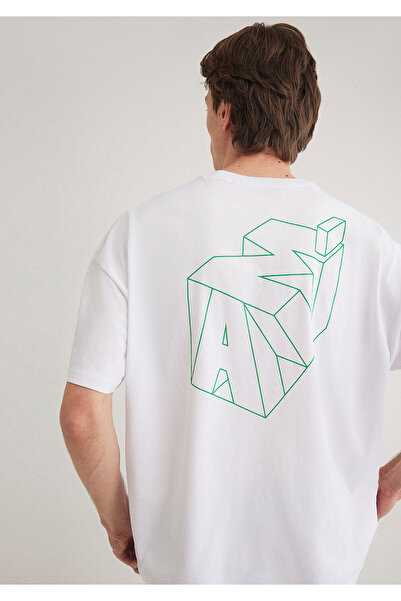 Mavi Weißes T-Shirt mit Logo-Rückendruck, Übergröße/breite Passform 0610320 -602