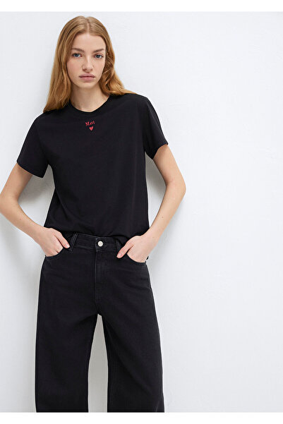 Mavi Schwarzes T-Shirt mit Logo-Print, reguläre Passform / normaler Schnitt 1...