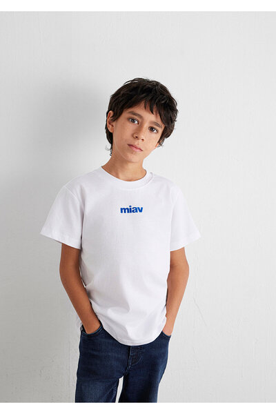Mavi Miav Printed White T-Shirt Regular Fit / Normal Cut 66332620