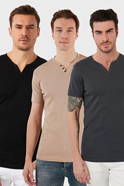 Buratti Βαμβακερό μπλουζάκι με λεπτομέρεια με κουμπιά, κανονική εφαρμογή, λαι...