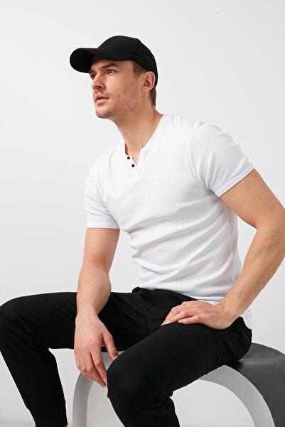 Buratti 100% βαμβακερό ανδρικό μπλουζάκι με λεπτή εφαρμογή με λαιμόκοψη 5902122