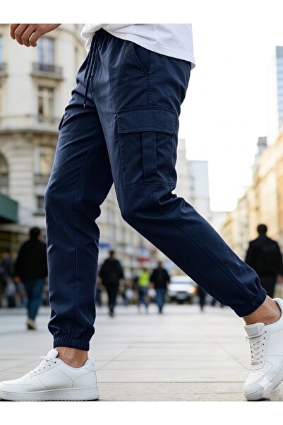 Wise&Go Store Παντελόνι Cargo με τσέπες Jogger από βαμβάκι Lycra με ελαστικά ...