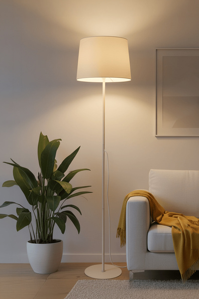 Cora Cream Bohemian Floor Lamp with Metal Legs 145 cm Fabric Headboard Living Room Bedroom Corner Lighting