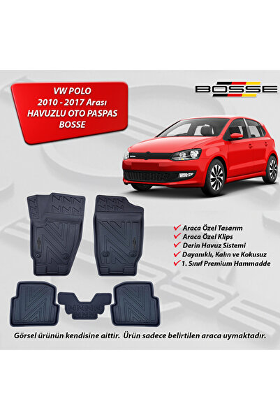 BOSSE VW Polo Paspas Araca Özel 6R 2010 - 2017 3D Havuzlu Oto Paspas