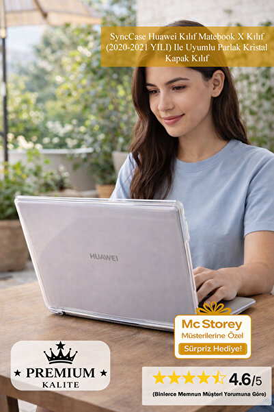 SyncCase Huawei Kılıf Matebook X Kılıf (2020-2021 YILI) Ile Uyumlu Parlak Kri...