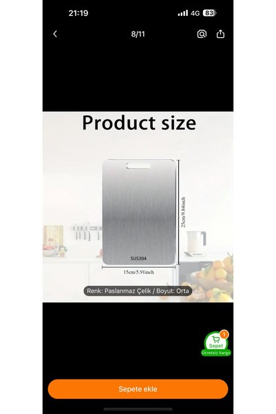Stainless Art Stainless Steel Set of 2 Counter Protector 30X40Cm and Cutting Board 24X34Cm