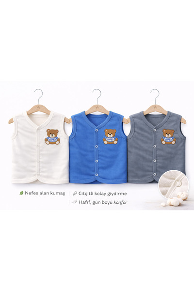canmana kids&baby %100 Pamuk Yenidoğan Bebek Yelek