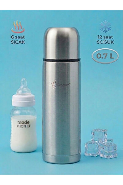 Penguen Paslanmaz Çelik Termos 0.7 L – 12 Saat Sıcak 24 Saat Soğuk – Çelik Te...