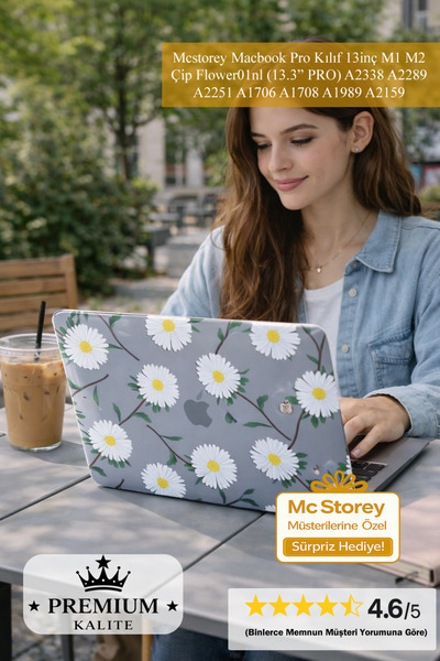 Mcstorey Macbook Pro Kılıf 13inç M1 M2 Çip Flower01nl (13.3" PRO) A2338 A2289...