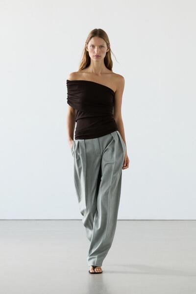 Massimo Dutti Asimetrik degaje yaka top