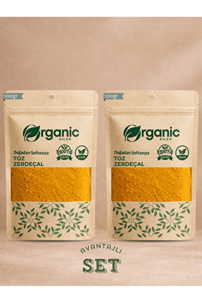 Organic Kiler Toz Zerdeçal %100 Taze Öğütülmüş 2x100gr (Curcuma Longa) Katkıs...