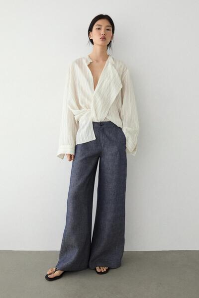 Massimo Dutti Yüksek bel palazzo jean