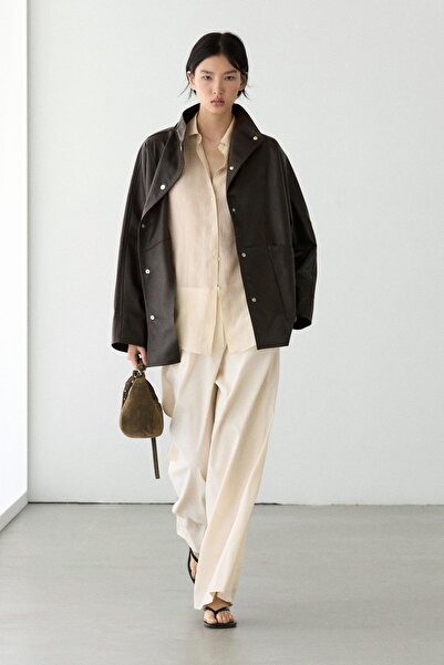 Massimo Dutti Napa deri cepli pelerin parka
