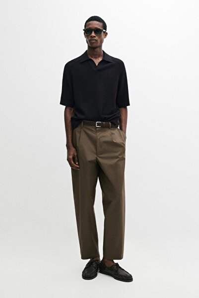 Massimo Dutti Pamuklu fitilli triko polo yaka kazak