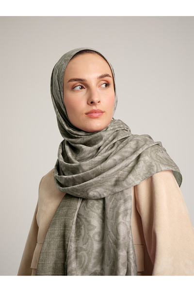 Ayshara Νακκασχάνε Με μονογραμματικό σχέδιο Διπλής όψης Σάλι - Χακί