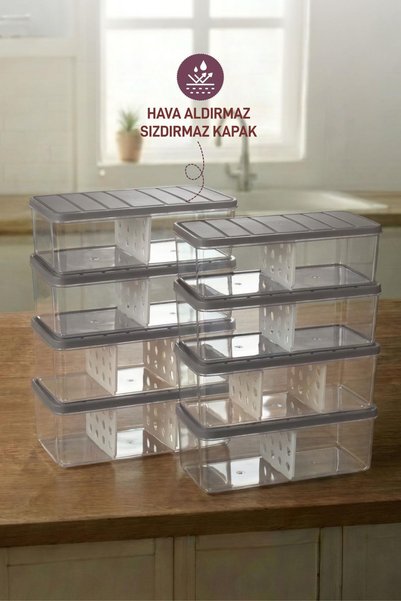 SELKA HOME 8 قطع 2 لتر. حاوية تخزين منظمة للثلاجة من نورا مع أقسام