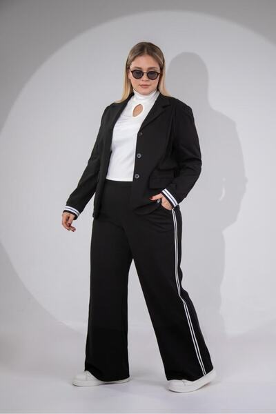 Roxxlen Γυναικείο Σετ 2 τεμαχίων με ραβδώσεις σε μεγάλο μέγεθος