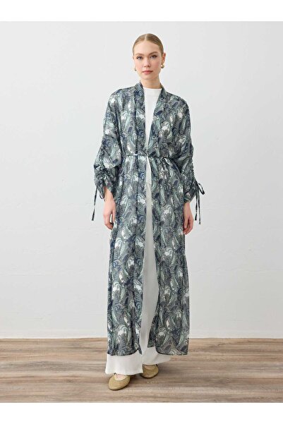 Refka كيمونو شيفون مطبوع - منقوش باللون الأخضر-