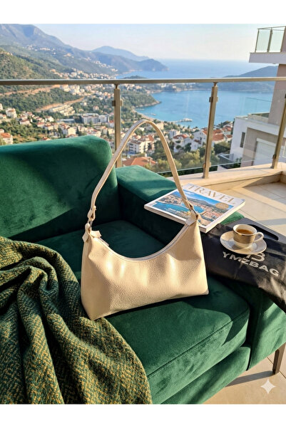 YMZBAG Bej Kadın tırtıklı Omuz Çantası
