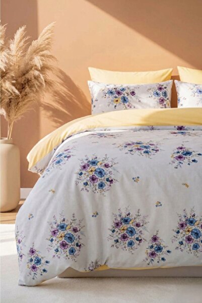 LaLiva Menekşe Rüyası Διπλό Σετ Κλινοσκεπασμάτων - Με Ελαστικό Σεντόνι - Βαμβ...