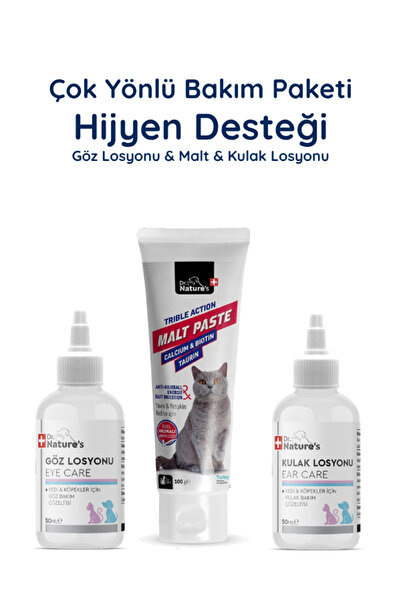 Dr. Nature's Kedi Malt Macunu 100 g + Göz ve Kulak Temizleme Solüsyonu Seti –...